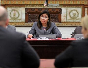 Philadelphia City Councilwoman Maria Quinones Sanchez hears testimony on her bill, which would authorize the city to issuye municipal identification cards.