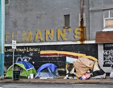 People were evicted from an encampment at Kensington and Tulip Streets in May. The city of Philadelphia released its “Roadmap to Homes” Wednesday, a plan to reduce street homelessness by 5 percent every year for the next five years. (Kimberly Paynter/WHYY)