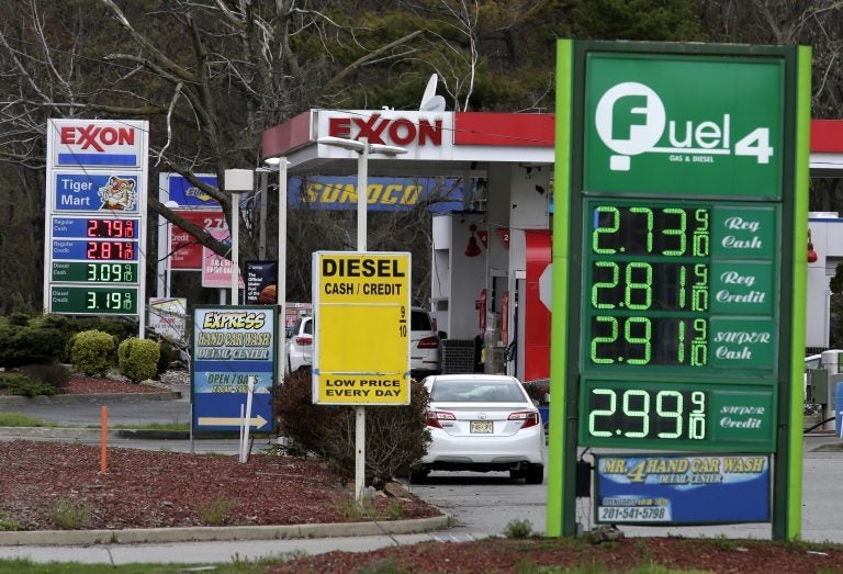 Gas stations display the price of gasoline