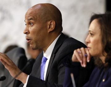 Sen. Cory Booker, D-N.J., (left), next to Sen. Kamala Harris, D-Calif., questions President Donald Trump's Supreme Court nominee, Brett Kavanaugh, as he testifies before the Senate Judiciary Committee on Capitol Hill in Washington, Wednesday, Sept. 5, 2018, on the second day of his confirmation hearing to replace retired Justice Anthony Kennedy. (Jacquelyn Martin/AP Photo)