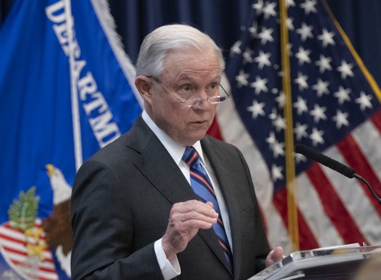 Attorney General Jeff Sessions outlines Trump administration policies as he speaks to new immigration judges, in Falls Church, Va., Monday, Sept. 10, 2018. Immigration judges work for the Justice Department and are not part of the Judicial branch of government. (J. Scott Applewhite/AP Photo)