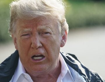 President Donald Trump talks to media before boarding Marine One on the South Lawn of the White House in Washington, Wednesday, Sept. 19, 2018, for the short trip to Andrews Air Force Base en route to Havelock, N.C. (AP Photo/Carolyn Kaster)