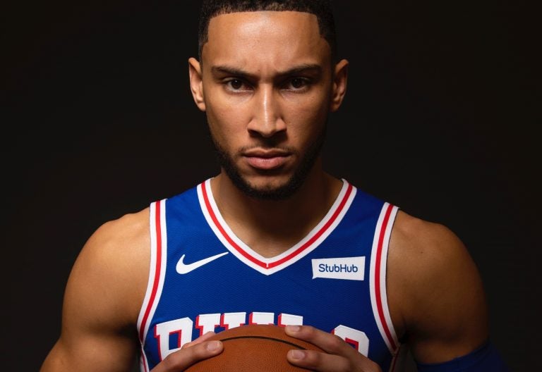 Philadelphia 76ers' Ben Simmons, of Australia, poses for a photograph during media day at the NBA basketball team's practice facility, Friday, Sept. 21, 2018, in Camden. (Chris Szagola/AP Photo)