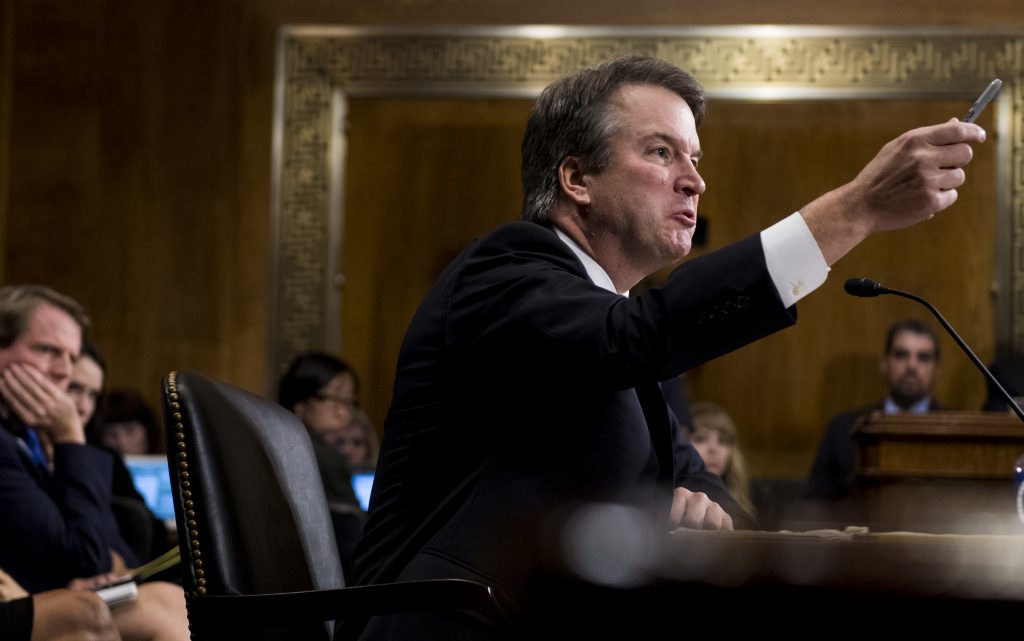 Supreme Court Kavanaugh Supreme Court nominee Brett Kavanaugh testifies before the Senate Judiciary Committee on Capitol Hill in Washington, Thursday, Sept. 27, 2018. (Tom Williams/Pool Image via AP)