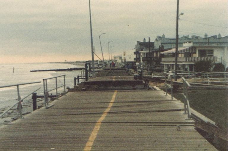 Damage to the boardwalk in Ocean City, New Jersey from Hurricane Gloria. (Image: Donna Hink/Public Domain)