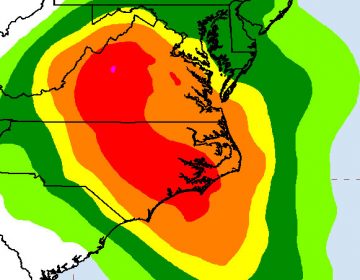 Seven day rainfall forecast for Hurricane Florence. Issued 4:54 p.m. Sept 10, 2018. (NOAA)