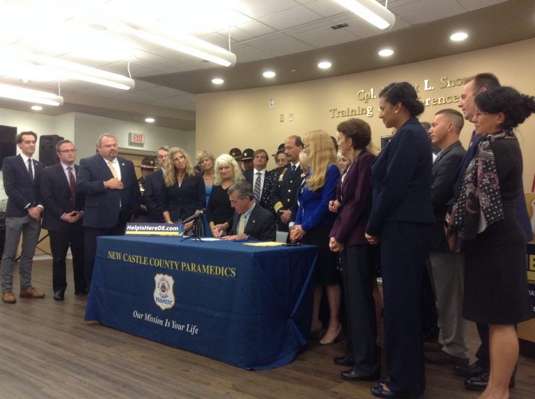 Gov. John Carney signed three bills aimed at addressing Delaware's opioid crisis. (Zoe Read/WHYY)