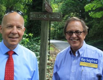 Republican Eric Braunstein and Ray Seigfried live a few doors from each other in Arden, but are opponents in the race for the 7th District seat in the Delaware House of Representatives. (Cris Barrish/WHYY)  