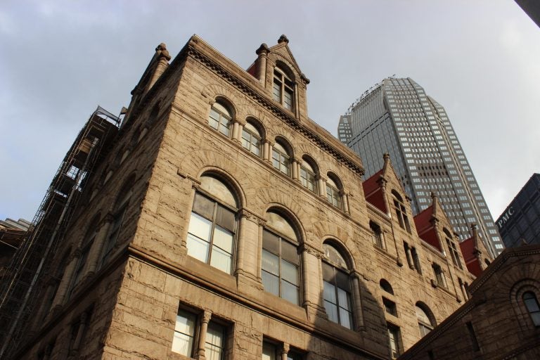 The exterior of the Allegheny County courthouse. East Pittsburgh police officer Michael Rosfeld was downtown Tuesday for a pre-trial conference. (Sarah Kovash/WESA)