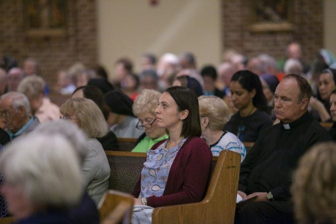 Parishioners attend an evening of prayer for the victims of abuse on September 28, 2018 in Blackwood, New Jersey. (Miguel Martinez  for WHYY)