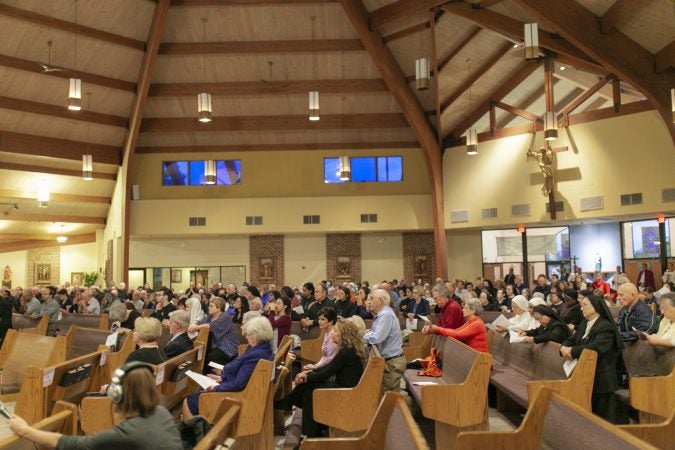 Parishioners attend an evening of prayer for the victims of abuse on September 28, 2018 in Blackwood, New Jersey. (Miguel Martinez  for WHYY)