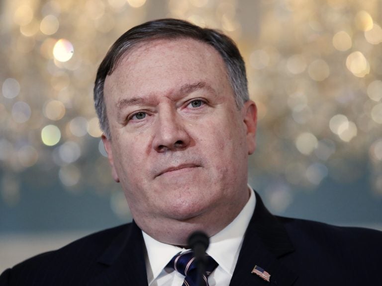 Secretary of State Mike Pompeo speaks about the new limit on refugees to the media Monday at the State Department in Washington. (Jacquelyn Martin/AP)