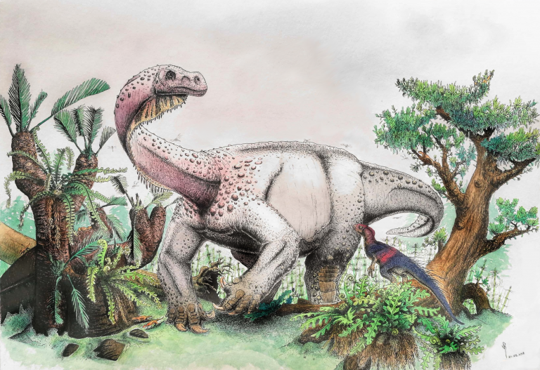 An artist's reconstruction of Ledumahadi mafube, which means 