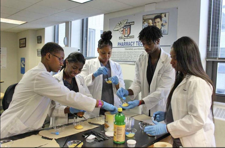 Students participate in a CVS Pharmacy technician apprenticeship program at Philadelphia Job Corps. The program is supported by federal training dollars (Courtesy of Philadelphia Works)