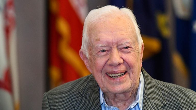 In this April 11, 2018 file photo, former President Jimmy Carter, 93, sits for an interview before a book signing in Atlanta. (AP Photo/John Amis, File)