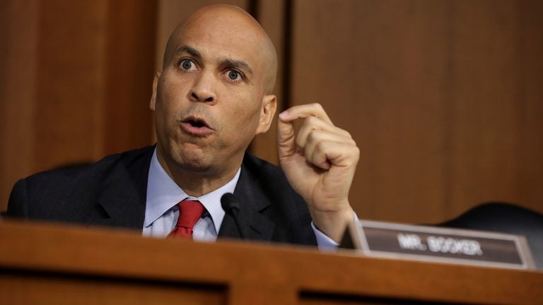 Sen. Cory Booker, D-N.J., argues with Republican members of the Senate Judiciary Committee during the third day of Supreme Court nominee Judge Brett Kavanaugh's confirmation hearings on Thursday.