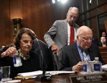 Democratic Sens. Dianne Feinstein and Patrick Leahy (seated) with Judiciary Committee Chairman Chuck Grassley.
(Alex Wong/Getty Images)