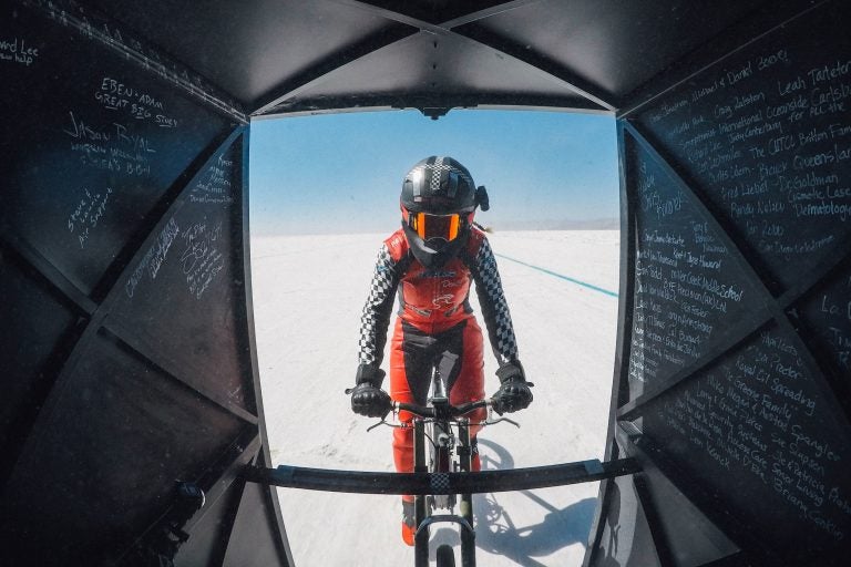 Denise Mueller-Korenek rode a custom bike at an average of 183.932 miles per hour – shattering a world record that had stood since 1995. (Matt Ben Stone/Action Plus via Getty Images)