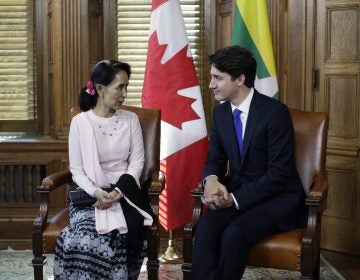 Aung San Suu Kyi, Myanmar state counselor, left, speaks with Canadian Prime Minister Justin Trudeau in Ottawa last year. Aung San Suu Kyi, Myanmar state counselor, (left), speaks with Canadian Prime Minister Justin Trudeau in Ottawa last year. (David Kawai/Bloomberg via Getty Images)