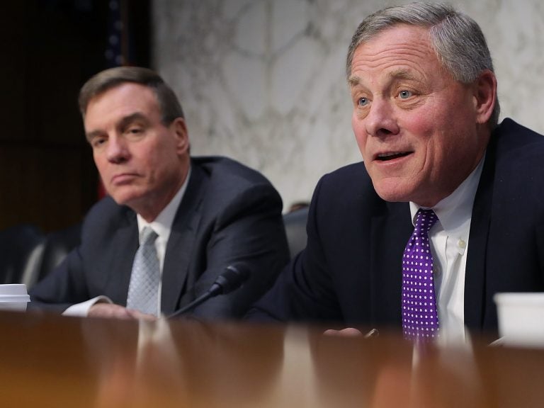 Senate Intelligence Committee Ranking Member Sen. Mark Warner, D-Va., (left) and Chairman Richard Burr, R-N.C. want answers from top leaders of Big Tech. (Chip Somodevilla/Getty Images)