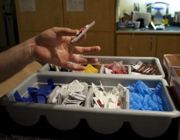 Insite, Vancouver’s supervised injection facility, provides people with clean injection supplies. (Elana Gordon/WHYY)