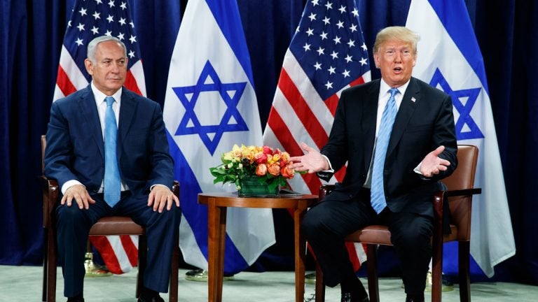 President Donald Trump speaks during a meeting with Israeli Prime Minister Benjamin Netanyahu at the United Nations General Assembly, Wednesday, Sept. 26, 2018, at U.N. Headquarters. (AP Photo/Evan Vucci)