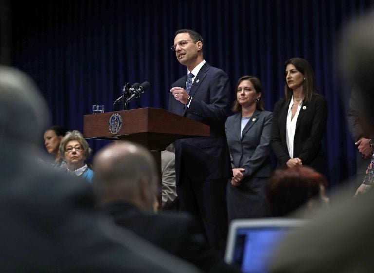 Pennsylvania Attorney General Josh Shapiro speaks during a news conference at the Pennsylvania Capitol in Harrisburg, Pa., Tuesday, Aug. 14, 2018. A Pennsylvania grand jury says its investigation of clergy sexual abuse identified more than 1,000 child victims. The grand jury report released Tuesday says that number comes from records in six Roman Catholic dioceses. (AP Photo/Matt Rourke)