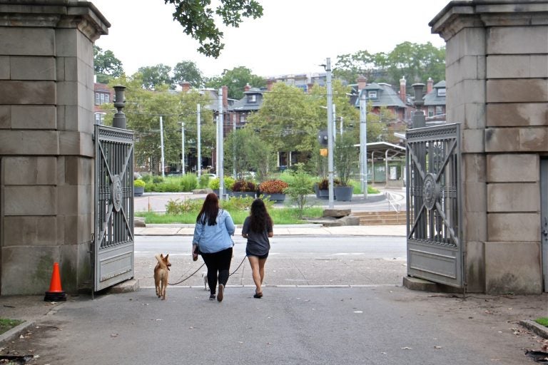 There is a push to get a crosswalk or some other safety improvement to the entrance of The Woodlands, which sits across Woodland Avenue from the 40th Street SEPTA trolley portal. (Emma Lee/WHYY)