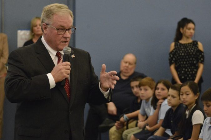 Scott Wagner gives his closing statement at the forum. (Bastiaan Slabbers for Keystone Crossroads)
