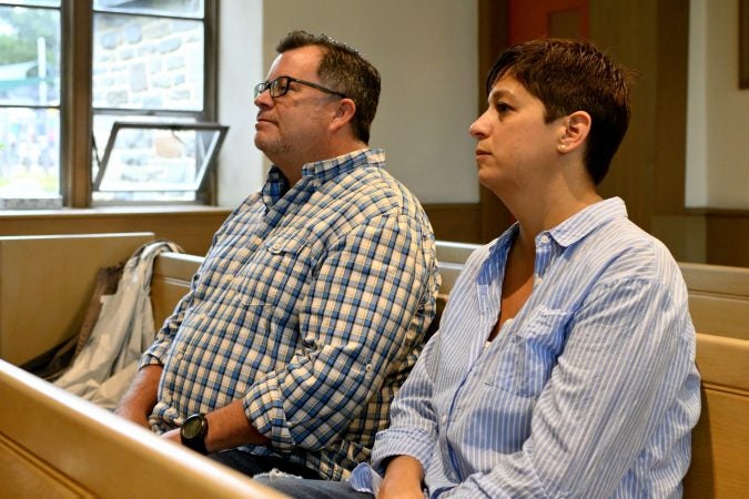 Chuck and Nicole Gesing at St. Peter's Episcopal Church in Glenside, Pa. (Bastiaan Slabbers for Keystone Crossroads)