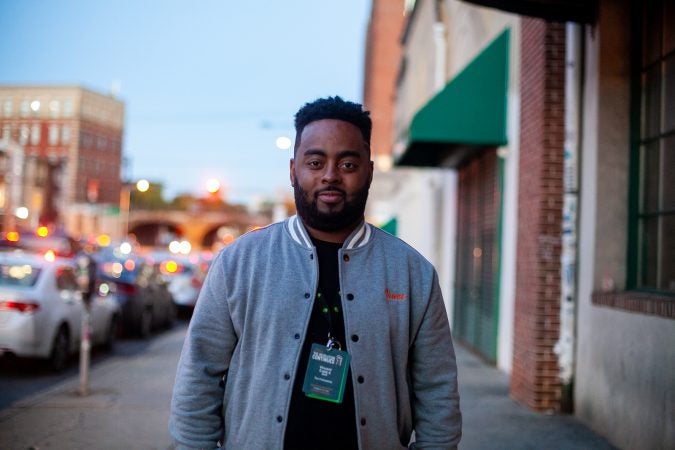 Vincent Cobb, CEO of The Fellowship: Black Male Educators for Social Justice, outside of Union Transfer where events for the organization's second annual convention were held Friday evening. (Brad Larrison for WHYY)