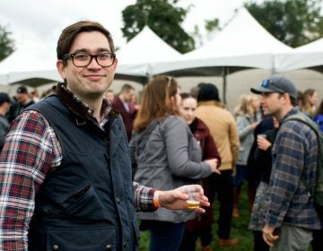 Jonathan Gorman, 31, a Democrat from Conshohocken, says the makeup of the Supreme Court is the biggest motivator for him to vote in the midterm election. Gorman attended the Conshohocken Beer Festival, on Saturday. (Bastiaan Slabbers for WHYY)