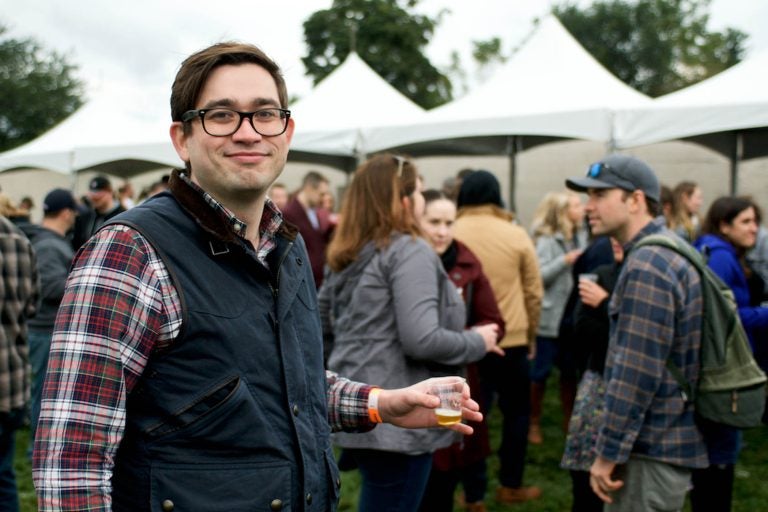 Jonathan Gorman, 31, a Democrat from Conshohocken, says the makeup of the Supreme Court is the biggest motivator for him to vote in the midterm election. Gorman attended the Conshohocken Beer Festival, on Saturday. (Bastiaan Slabbers for WHYY)