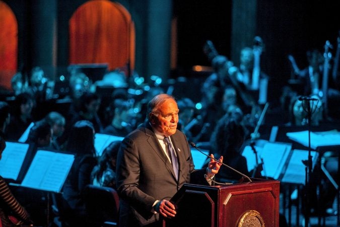 Former Pennsylvania Gov. and Philadelphia Mayor Ed Rendell speaks at a memorial for the late H.F. 