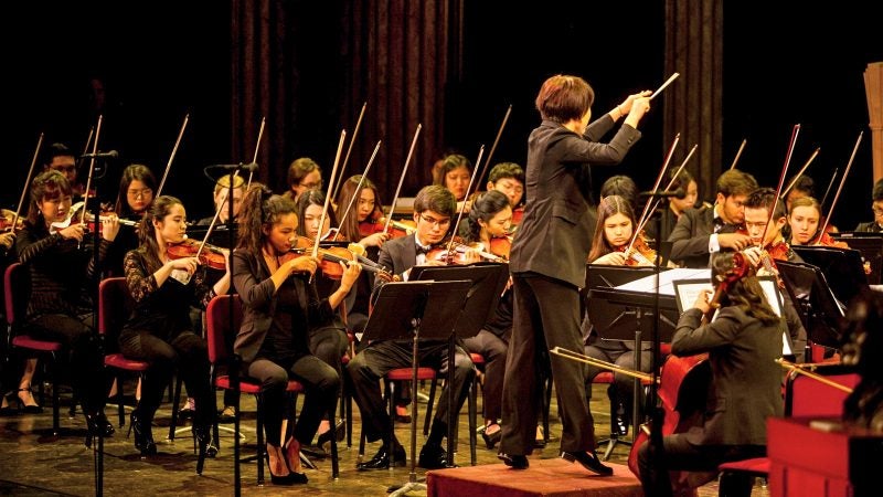 The Curtis Symphony Orchestra performs at a memorial service honoring the legacy of philantrhopist H.F. 