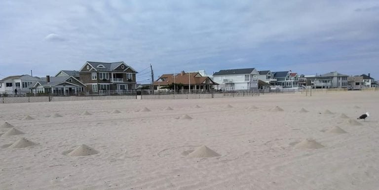Some of the sand piles on the beach in Point Pleasant Beach. (Photo: Jerry Meaney/Barnegat Bay Island, NJ via Facebook)