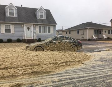 Sea foam blown inland blocks from the ocean in Point Pleasant Beach, Ocean County on Saturday afternoon. (Photo: Catherine DeSantis via Jersey Shore Hurricane News)
