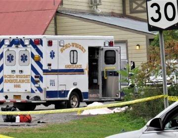 In this Saturday, Oct. 6, 2018 photo, a body is draped under a blanket at the scene of a fatal crash in Schoharie, N.Y. (Tom Heffernan Sr. via AP)