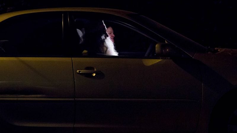 Walt Maguire leaves his house around 6 a.m. on Oct. 20, 2017. Maguire has played the part of Dumbledore at the Chestnut Hill Harry Potter Festival for six years, a role which began early as he greeted passengers on the “Hogwarts Express,” otherwise known as the SEPTA Chestnut Hill line. (Rachel Wisniewski for WHYY)