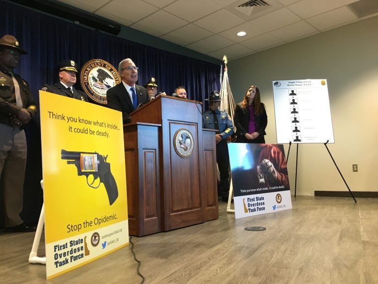 U.S. Attorney for Delaware David Weiss details a new task force led by the DEA to arrest and prosecute those who distribute heroin and fentanyl. (Mark Eichmann/WHYY)
