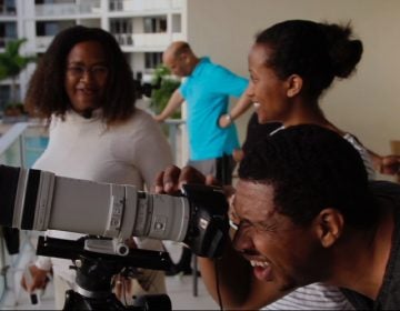 Astrophysicists Jarita Holbrook, Alphonse Sterling (background) Fana Mulu-Moore, and Hakeem Oluseyi (Jarita Holbrook)