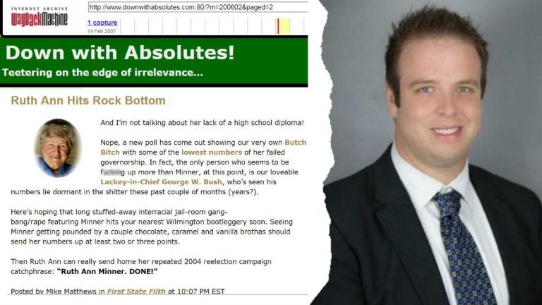 Mike Matthews, president of the Delaware State Education Association since 2017, once had a blog called Down with Absolutes. Now some of his old inflammatory posts are being criticized as misogynistic and racist.  (Screen grab from waybackmachine.org, Delaware State Education Association)