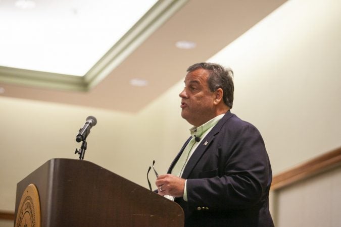 Glassboro, NJ - OCTOBER 18, 2018: Former New Jersey Governor Chris Christie appear for the first time since leaving office at an event titled The Future of the Republican Party at Rowan University. (Miguel Martinez for WHYY)