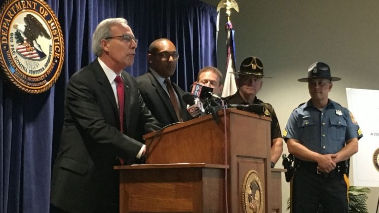 U.S. Attorney for Delaware David Weiss details the indictment against six men accused of stalking and kidnapping. (Mark Eichmann/WHYY)