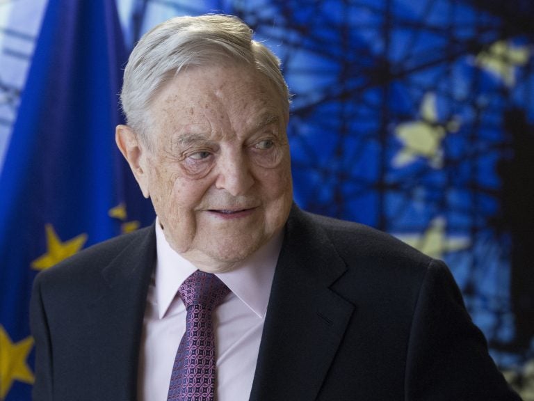 George Soros waits for the start of a meeting at EU headquarters in Brussels in 2017. A mailed explosive device was discovered at his home on Monday afternoon. (Olivier Hoslet/AP)
