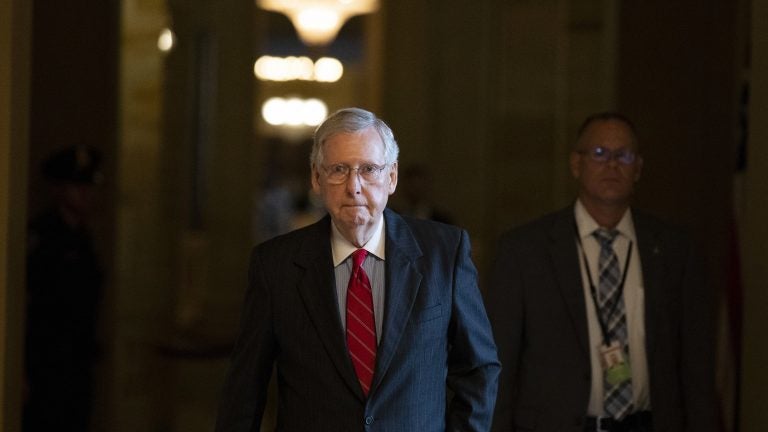 Senate Majority Leader Mitch McConnell of Kentucky walks to the Senate floor for a vote on Thursday. Senate Majority Leader Mitch McConnell of Kentucky walks to the Senate floor for a vote on Thursday. (Alex Brandon/AP)