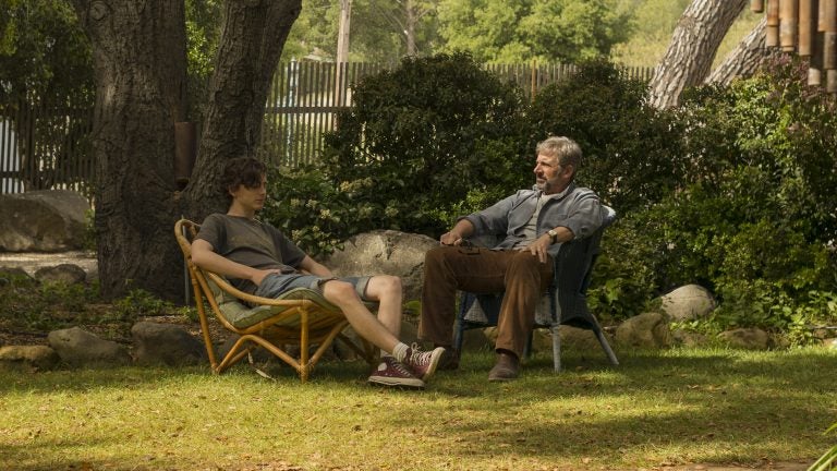 Based on the memoirs of a young man suffering from addiction and his worried father, the film stars Timothée Chalamet (left) as Nic Sheff and Steve Carell as David Sheff. (Francois Duhamel/Amazon Studios)