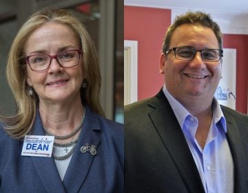 Left: Madeleine Dean is running for the new PA 4th Congressional district. (Emily Cohen for WHYY)
Right: Republican candidate for Congress in Pennsylvania's 4th District Dan David. (Emma Lee/WHYY)