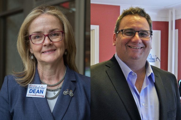 Left: Madeleine Dean is running for the new PA 4th Congressional district. (Emily Cohen for WHYY)
Right: Republican candidate for Congress in Pennsylvania's 4th District Dan David. (Emma Lee/WHYY)