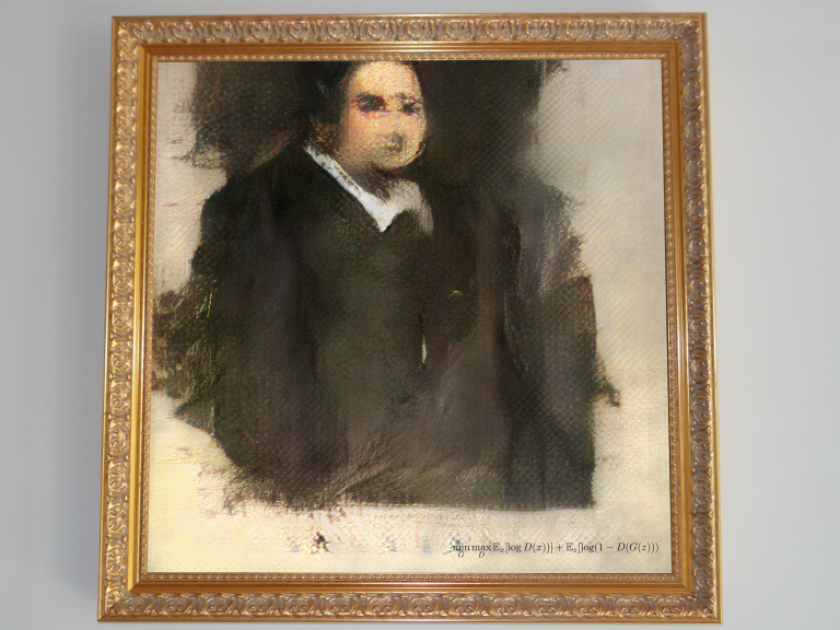 Edmond de Belamy, created using artificial intelligence, will be auctioned at Christie's on Thursday. (Christie's Images)